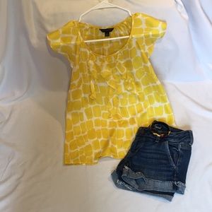 Yellow Giraffe animal print Banana Republic Blouse